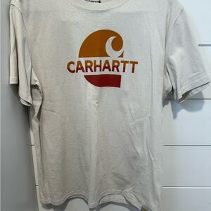 Carhartt Men's Beige and Red Logo Tee